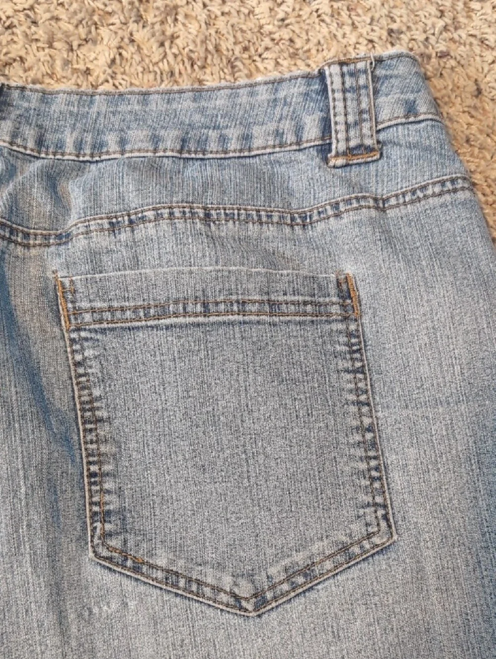 St Johns Bay High Waisted Blue Denim Cropped Wide Leg Bermuda Shorts 18W